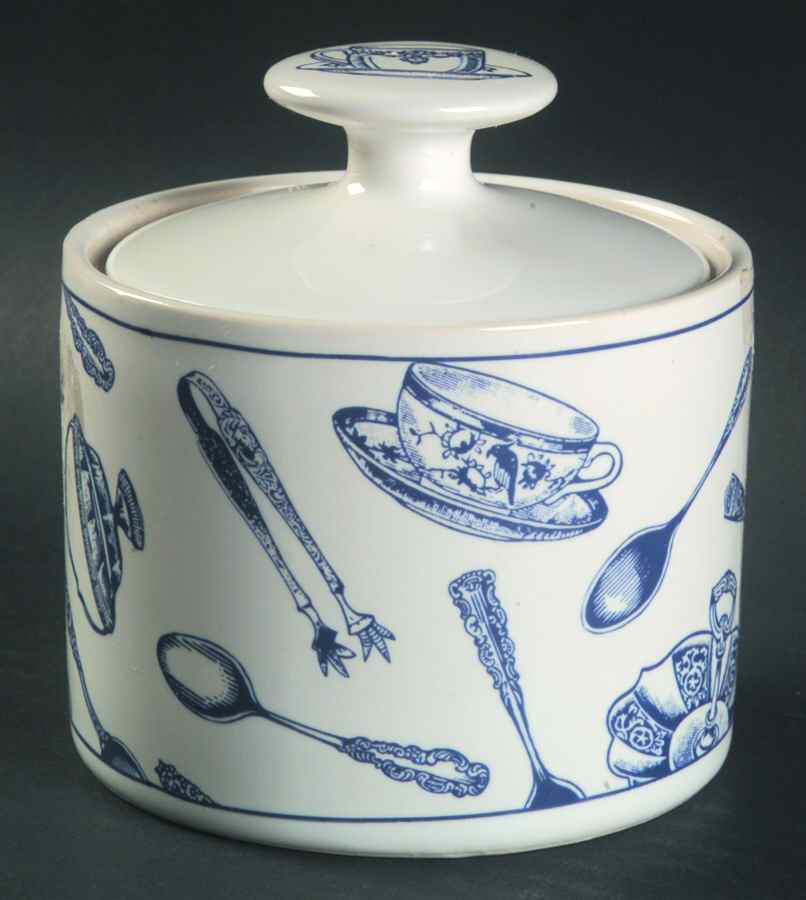 Colony Blue Sugar Bowl & Lid by Fitz & Floyd-1