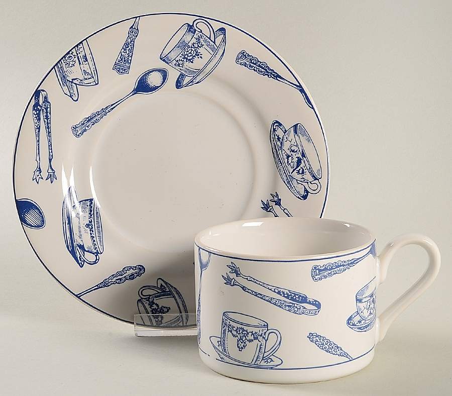 Colony Blue Flat Cup & Saucer Set by Fitz & Floyd-1
