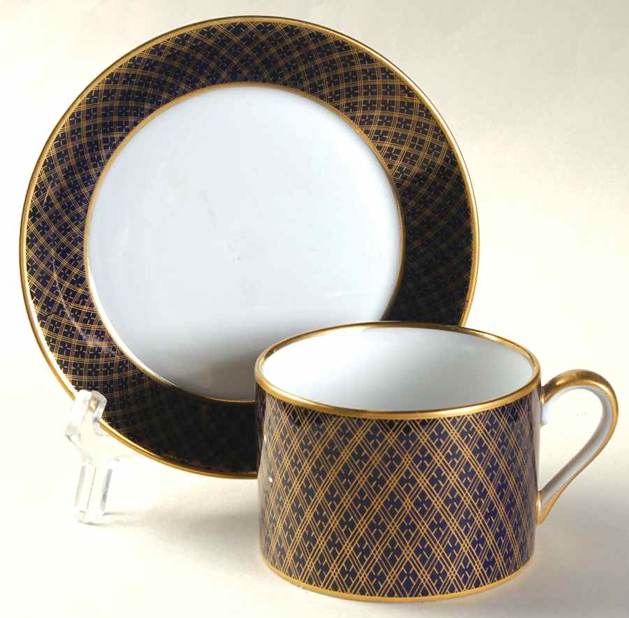 Cobalt Dynasty Flat Cup & Saucer Set by Fitz & Floyd-1