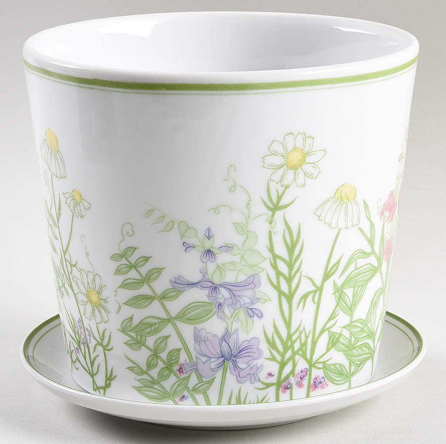 Country Garden 5" Flower Pot & Underplate by Fitz & Floyd-1