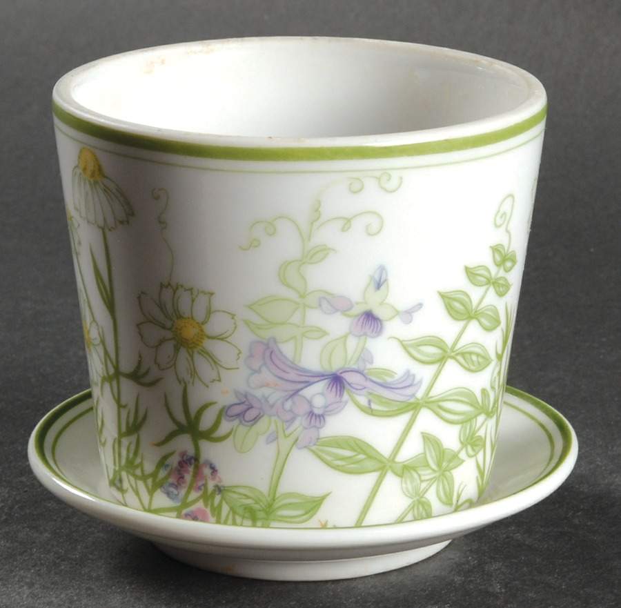 Country Garden 3" Flower Pot & Underplate by Fitz & Floyd-1