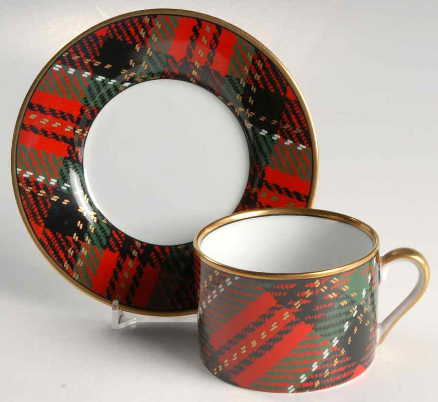 Country Plaid Flat Cup & Saucer Set by Fitz & Floyd-1