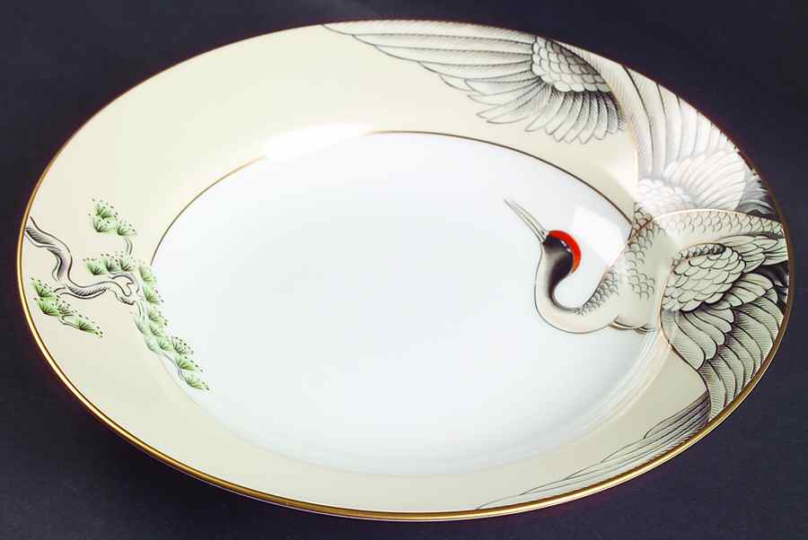 Crane with Pine Large Rim Soup Bowl by Fitz and Floyd-1