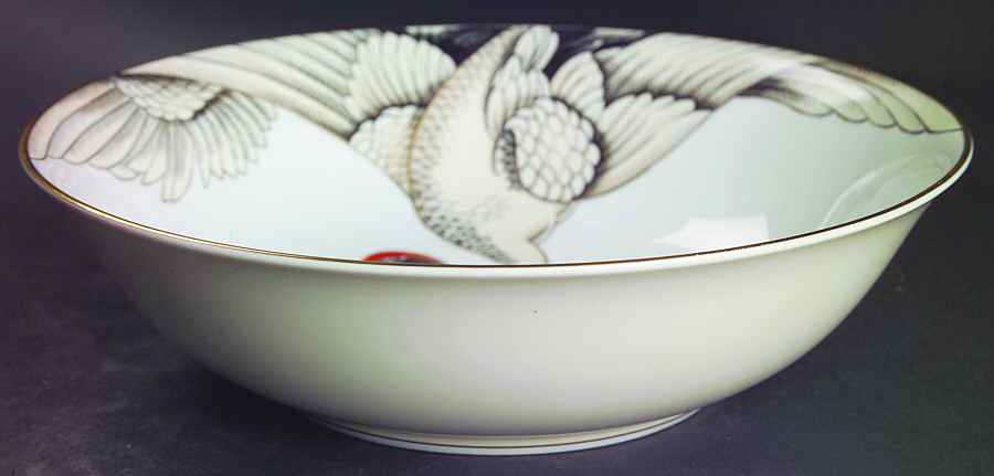 Crane with Pine 9" Round Vegetable Bowl by Fitz & Floyd-1