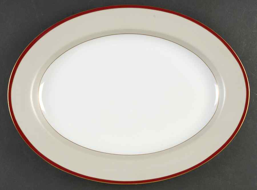 Deauville Burgundy 14" Oval Serving Platter by Fitz & Floyd-1