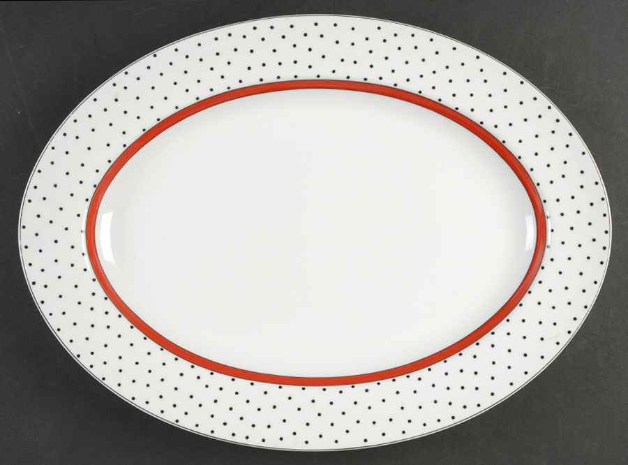Dotted Suisse 14" Oval Serving Platter by Fitz & Floyd-1