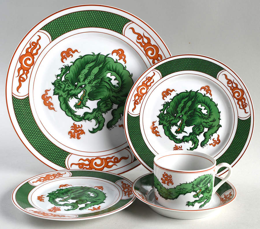 Dragon Crest Green 5 Piece Place Setting by Fitz & Floyd-1