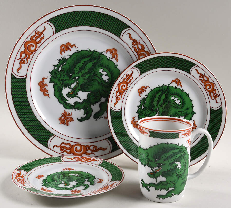 Dragon Crest Green 4 Piece Place Setting by Fitz & Floyd-1