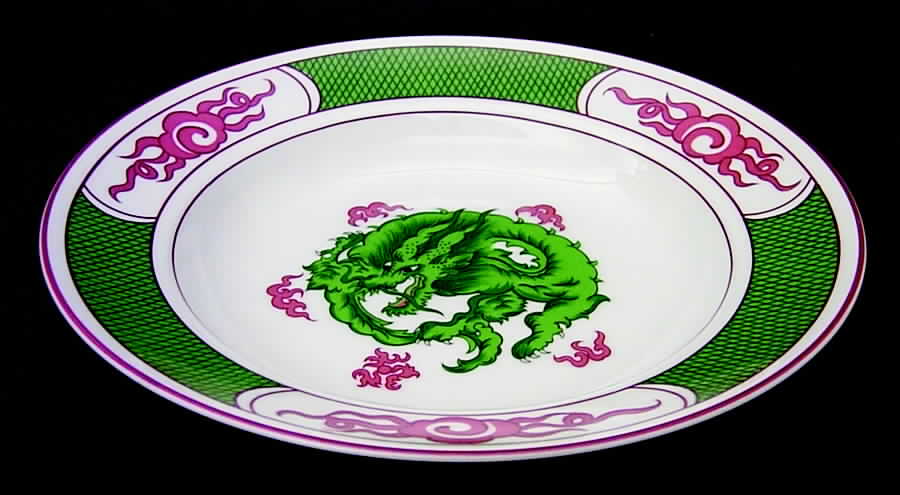Dragon Crest Green Large Rim Soup Bowl by Fitz & Floyd-1