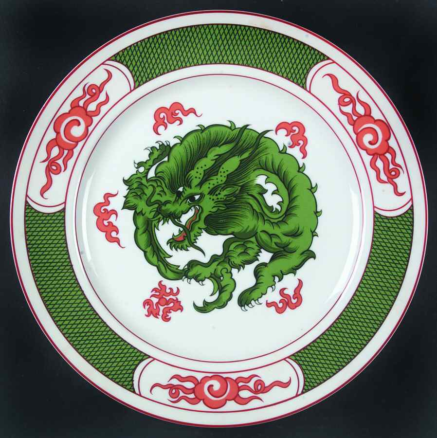 Dragon Crest Green Service Plate (Charger) by Fitz & Floyd-1