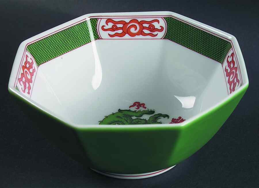 Dragon Crest Green 6" Octagonal Vegetable Bowl by Fitz & Floyd-1