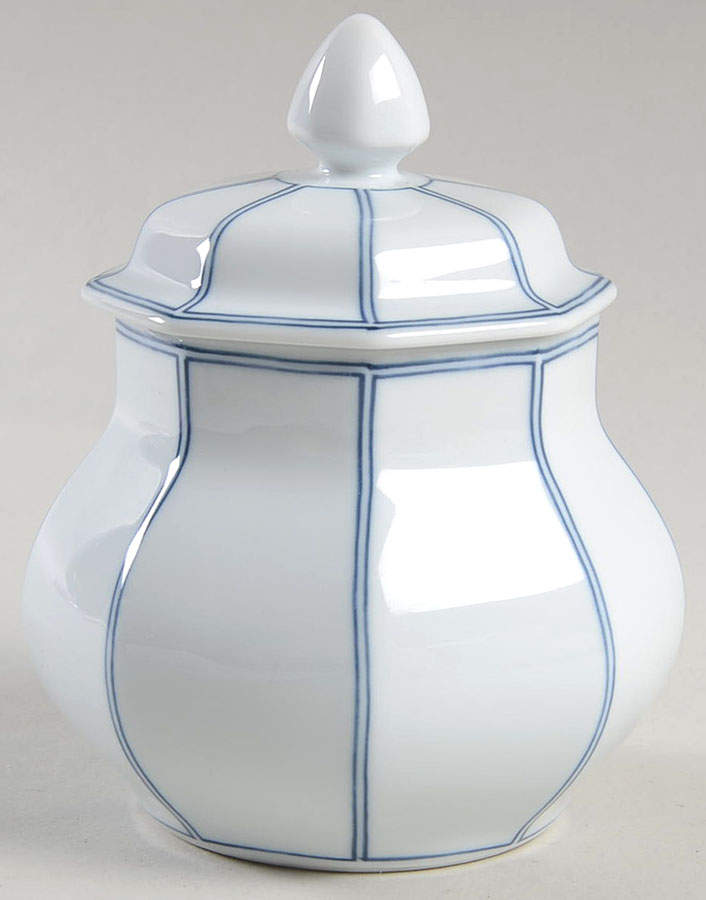 Facette Bleu Sugar Bowl & Lid by Fitz & Floyd-1