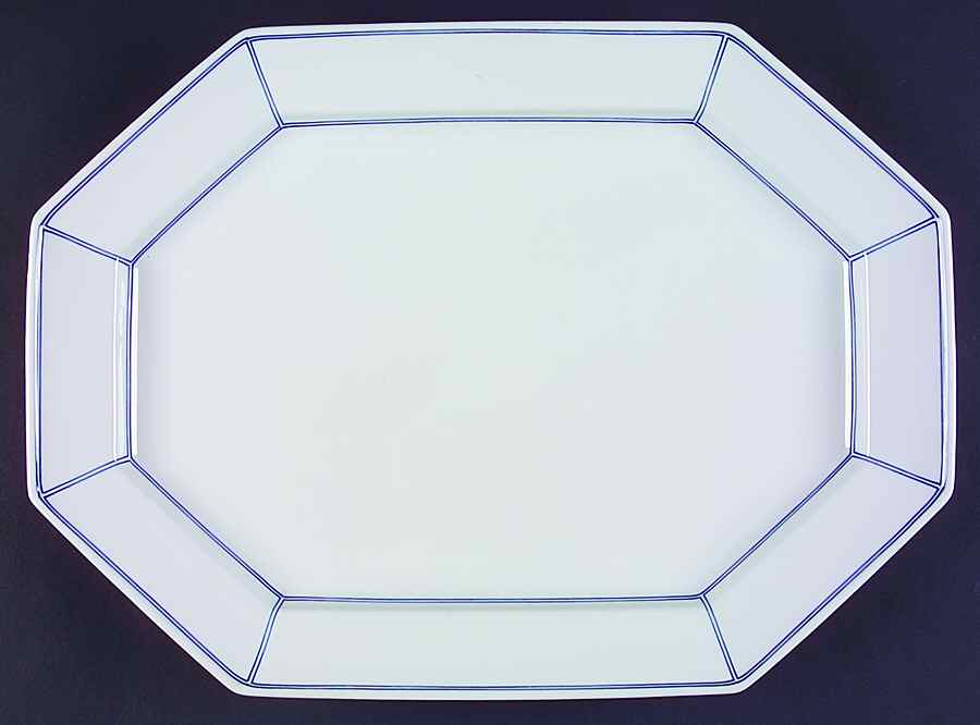 Facette Bleu 16" Oval Serving Platter by Fitz and Floyd-1