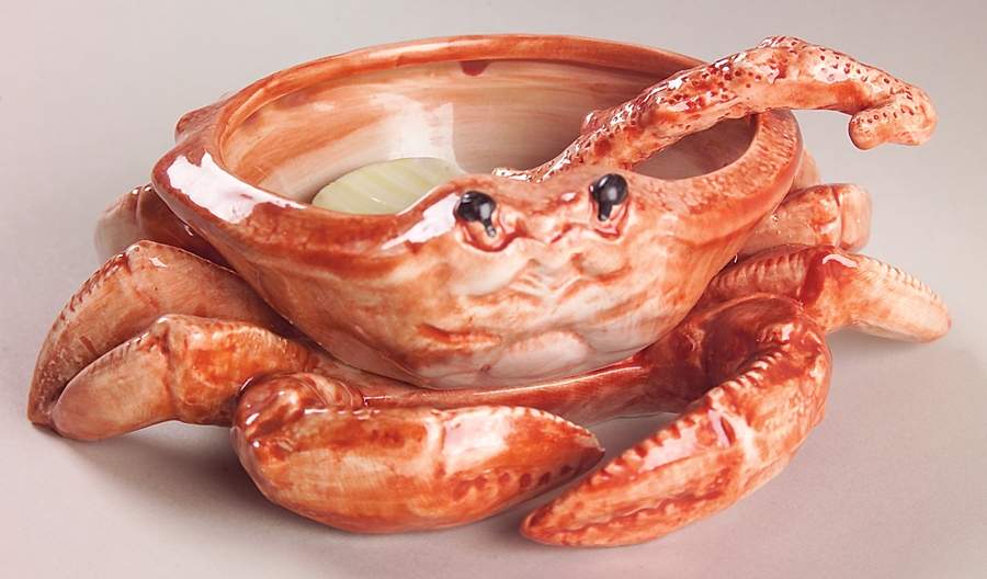 Fish Market  (Discontinued 1998) Figural Dip Bowl W/Spoon by Fitz & Floyd-1