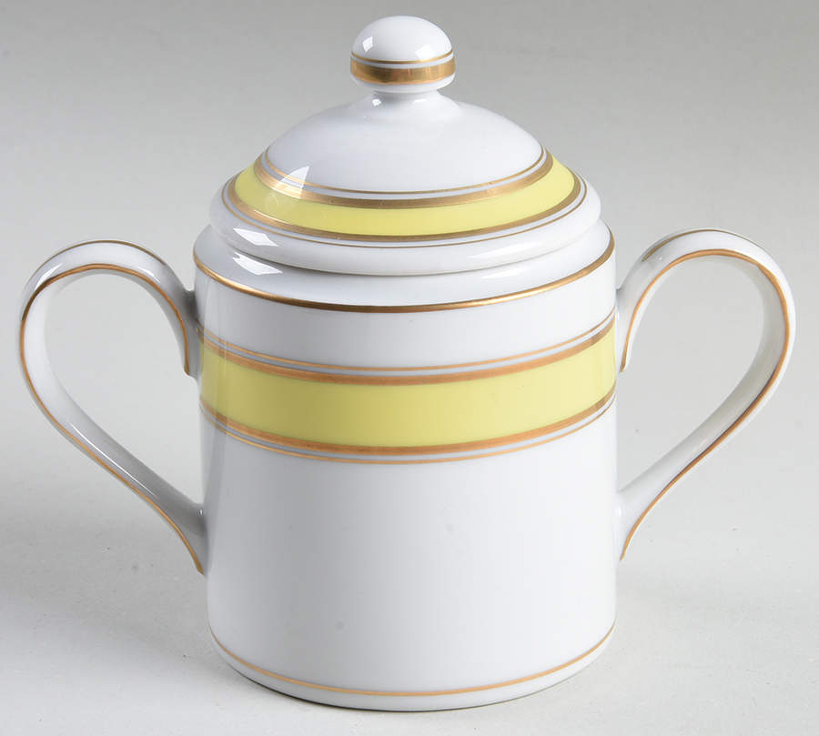 Gold Color Band Sugar Bowl & Lid by Fitz & Floyd-1