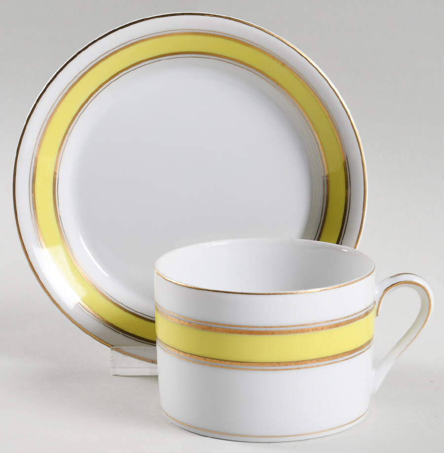 Gold Color Band Flat Cup & Saucer Set by Fitz & Floyd-1