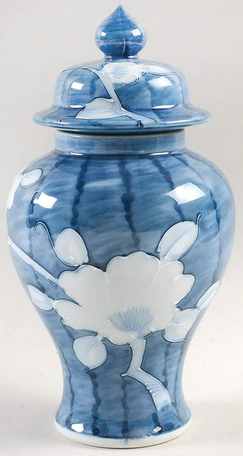Camellia Folkart Large Temple Jar & Lid by Fitz & Floyd-1