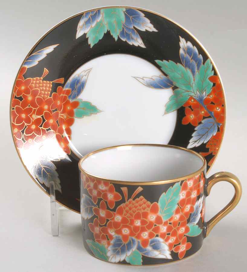 Fleurs Chinoises Flat Cup & Saucer Set by Fitz & Floyd-1