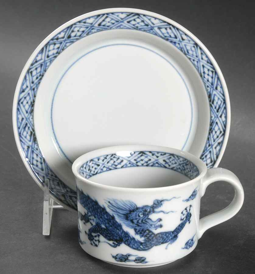 Flying Dragon Flat Cup & Saucer Set by Fitz & Floyd-1