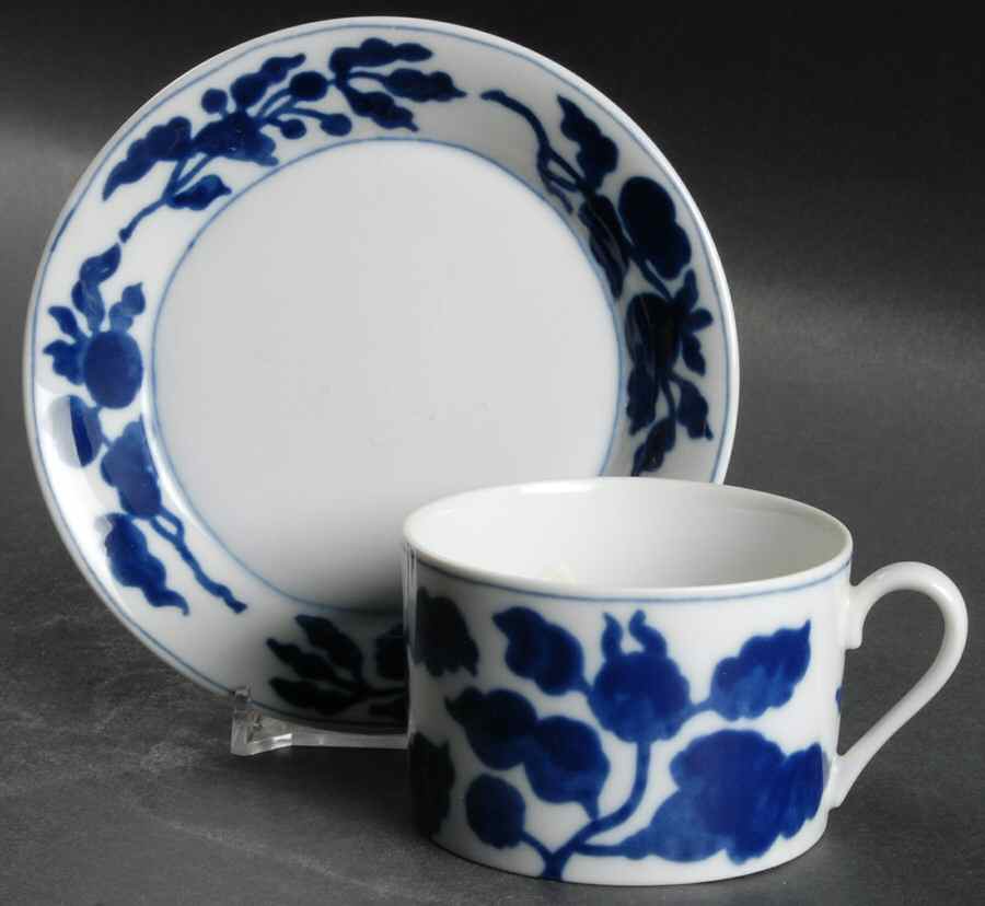 Floral Indigo Flat Cup & Saucer Set by Fitz & Floyd-1