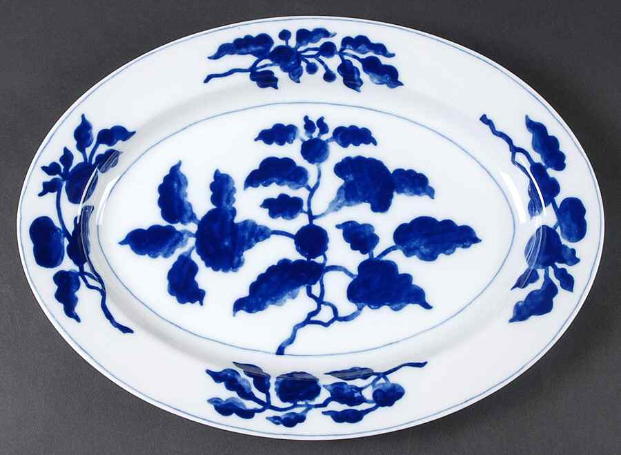 Floral Indigo 14" Oval Serving Platter by Fitz & Floyd-1