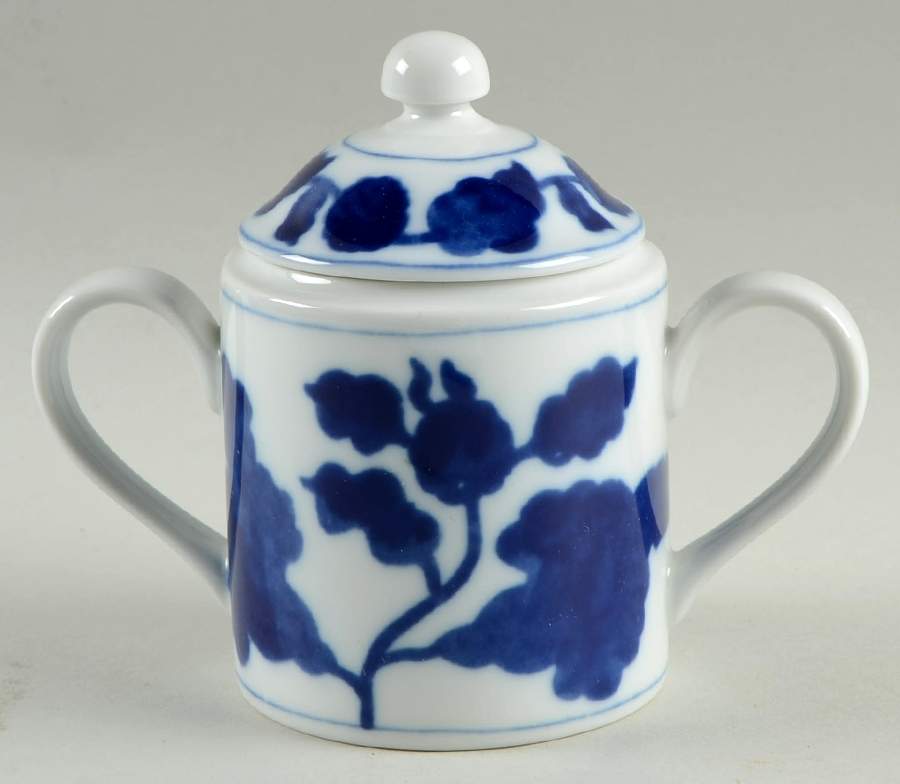 Floral Indigo Sugar Bowl & Lid by Fitz & Floyd-1