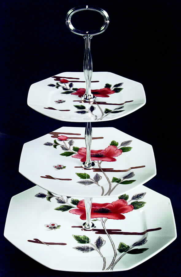 Fleur Et Nuages 13 7/8"-14 1/4" 3-Tiered Serving Tray(DP,SP,BB) HC by Fitz & Floyd-1