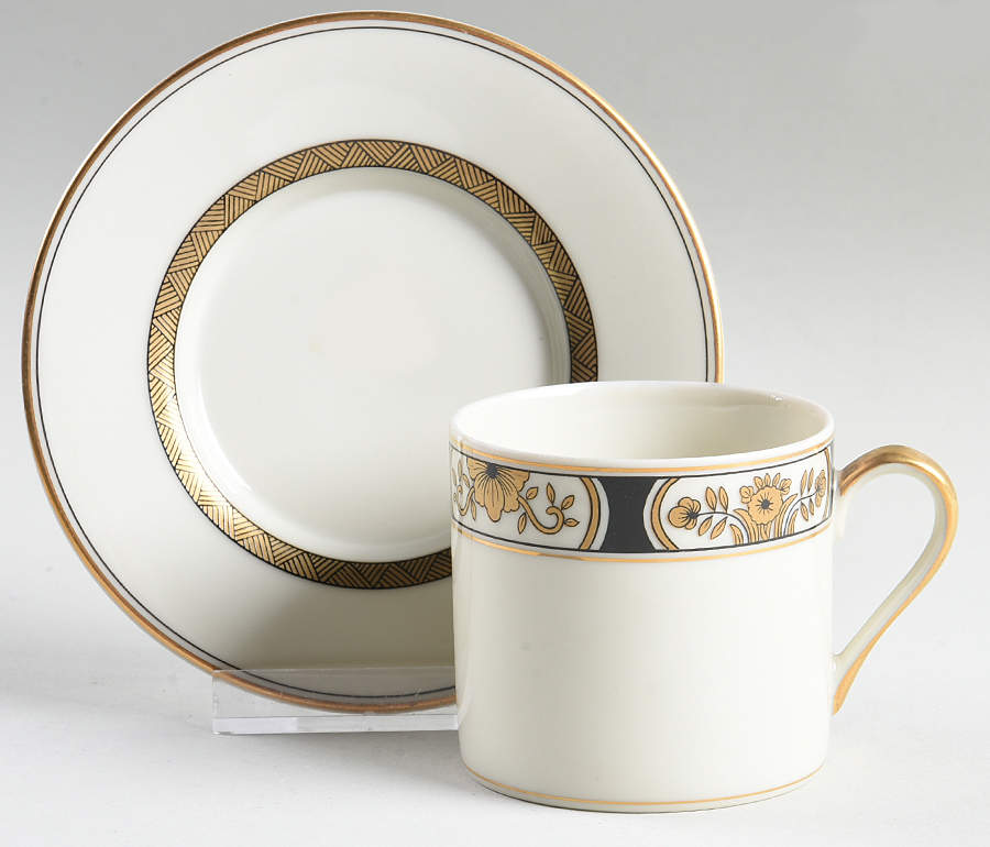 Fleur Orientale Black Flat Demitasse Cup & Saucer Set by Fitz & Floyd-1