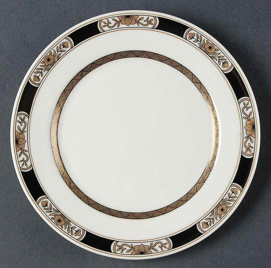 Fleur Orientale Black Bread & Butter Plate by Fitz & Floyd-1