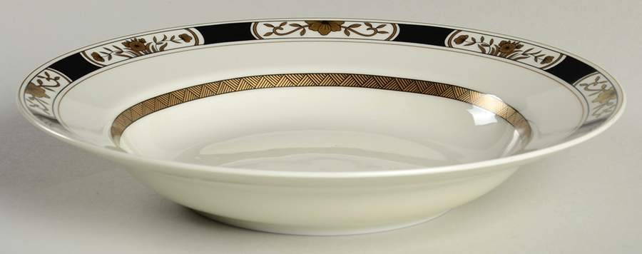 Fleur Orientale Black Large Rim Soup Bowl by Fitz & Floyd-1