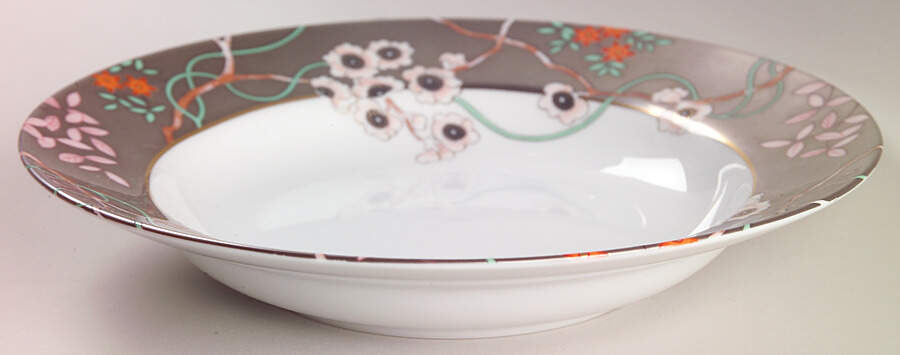 Fleurs Platinees Large Rim Soup Bowl by Fitz and Floyd-1