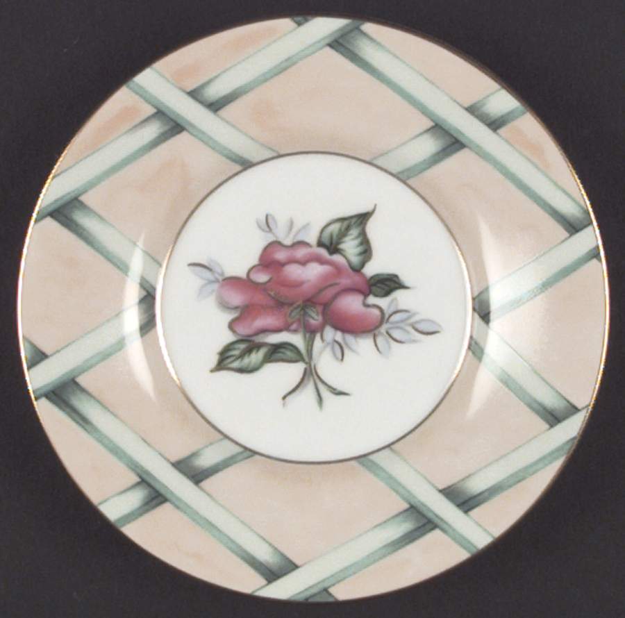 Floral Treillage (Tan) Bread & Butter Plate by Fitz & Floyd-1