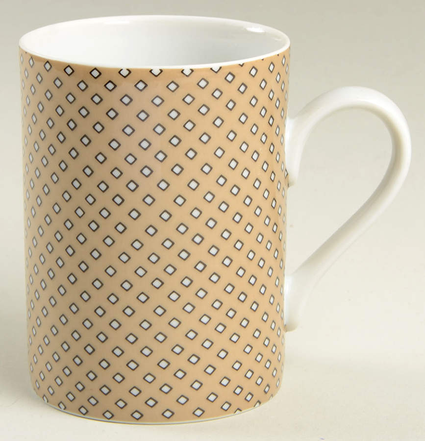 Foulard (Black and White Diamonds on Taupe) Mug by Fitz & Floyd-1