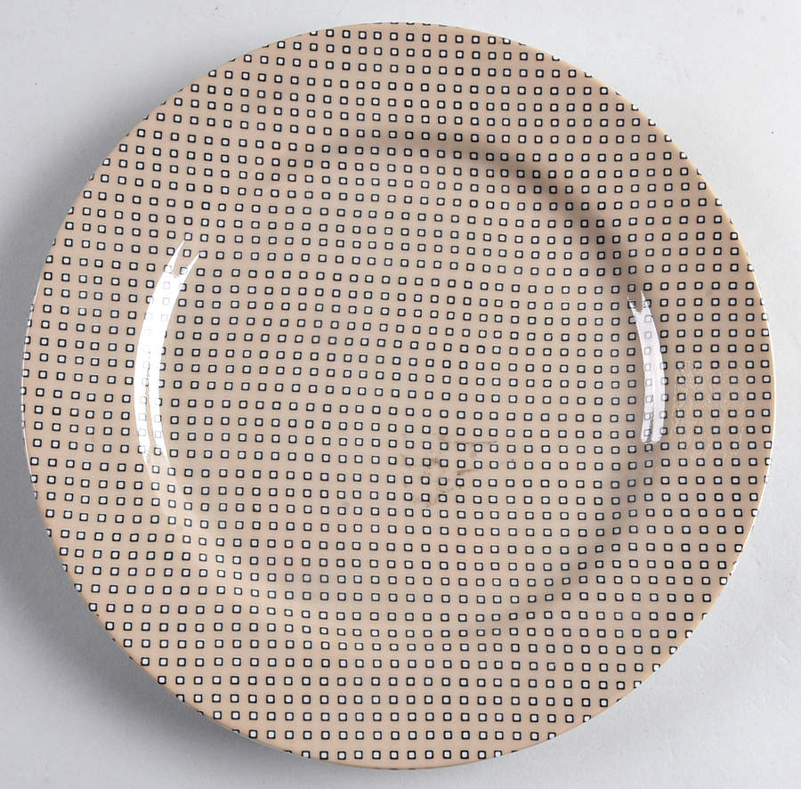 Foulard (Black and White Diamonds on Taupe) Luncheon Plate by Fitz & Floyd-1