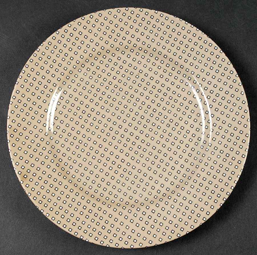 Foulard (Black and White Diamonds on Taupe) Salad Plate by Fitz & Floyd-1