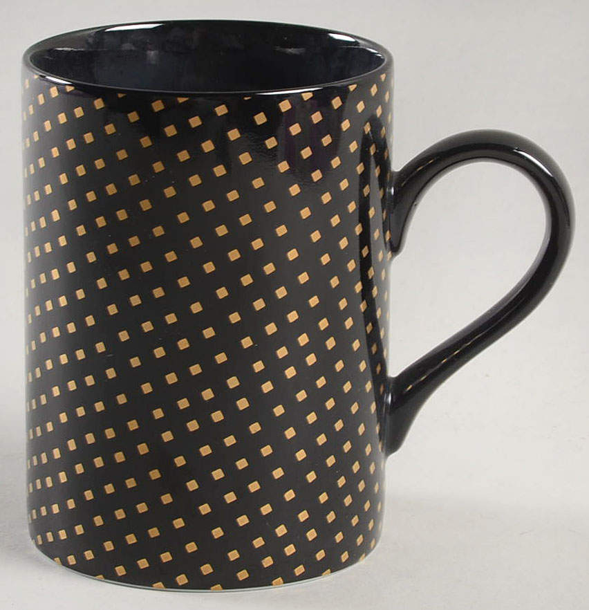 Foulard (Gold Diamonds on Black) Mug by Fitz & Floyd-1