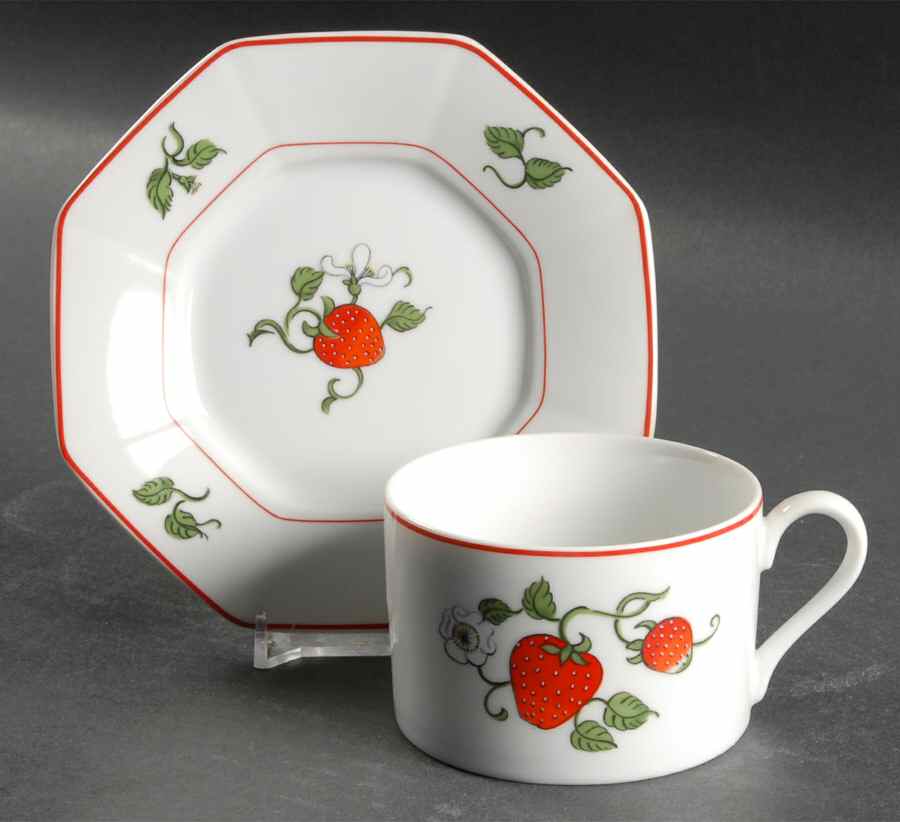 Fraise De Bois Flat Cup & Saucer Set by Fitz & Floyd-1