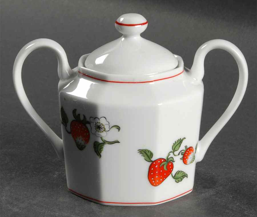 Fraise De Bois Sugar Bowl & Lid by Fitz & Floyd-1