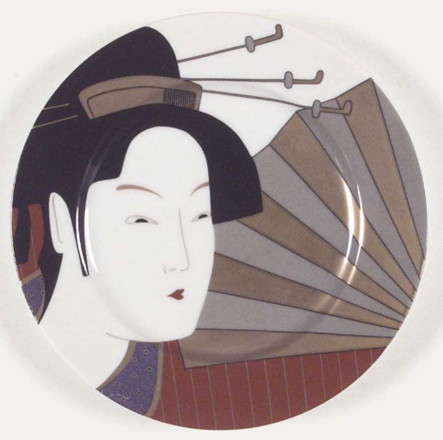 Geisha (Dark Tones) Salad Plate by Fitz and Floyd-1