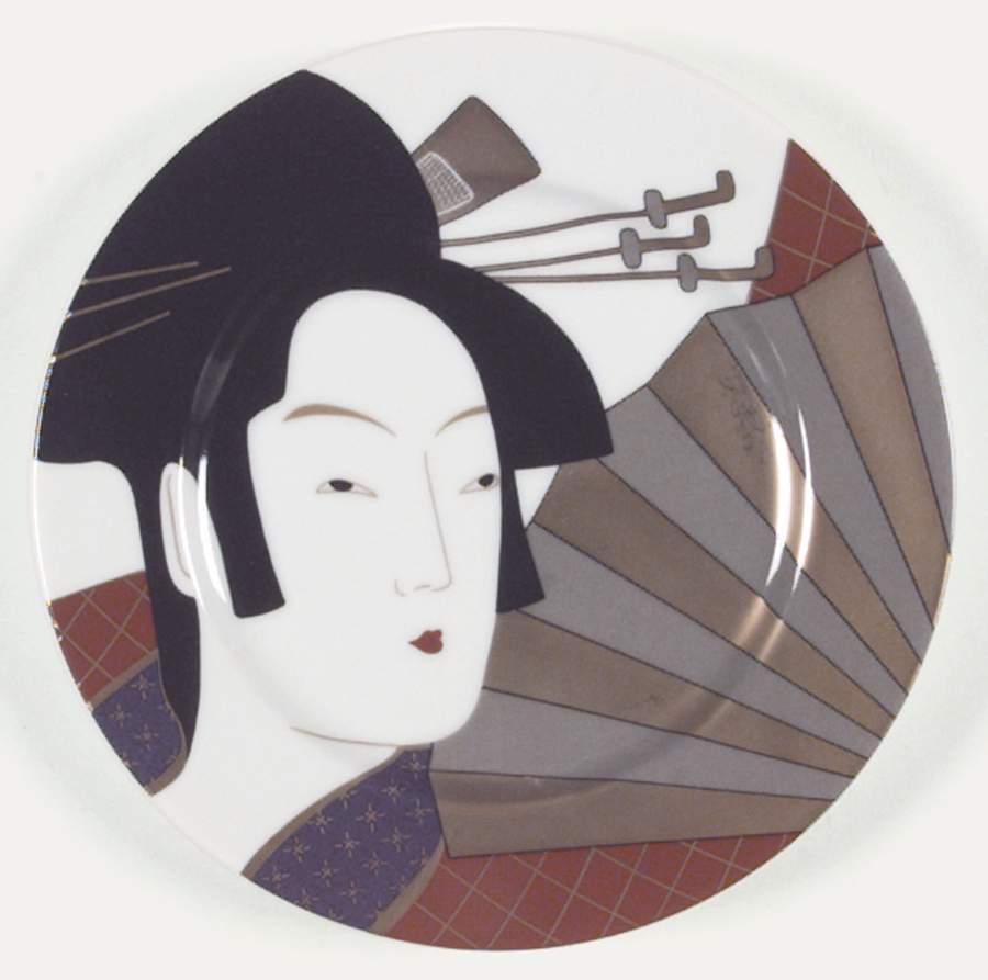 Geisha (Dark Tones) Salad Plate by Fitz and Floyd-1