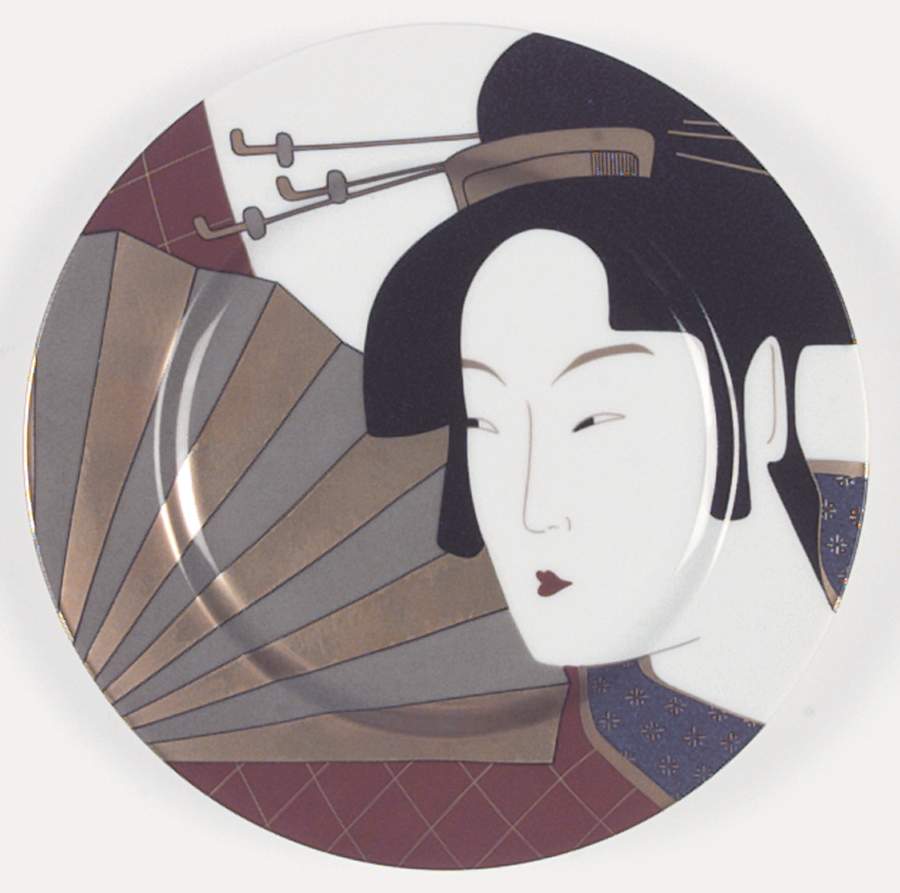 Geisha (Dark Tones) Salad Plate by Fitz and Floyd-1