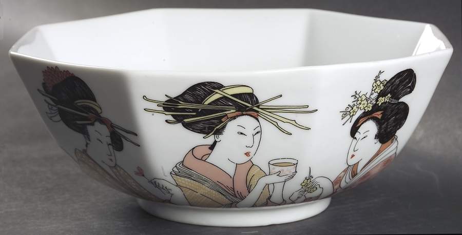 Geisha (Light Tones) 8" Octagonal Vegetable Bowl by Fitz & Floyd-1