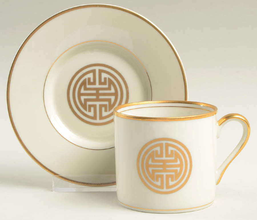 Gold Mandarin Crest Flat Demitasse Cup & Saucer Set by Fitz & Floyd-1