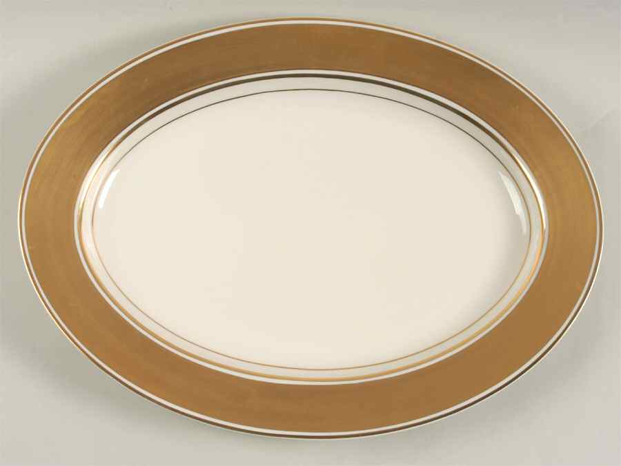 Gold Rondelet 14" Oval Serving Platter by Fitz & Floyd-1