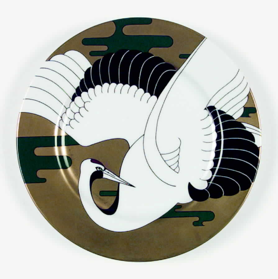 Golden Tancho Stork Salad Plate by Fitz & Floyd-1
