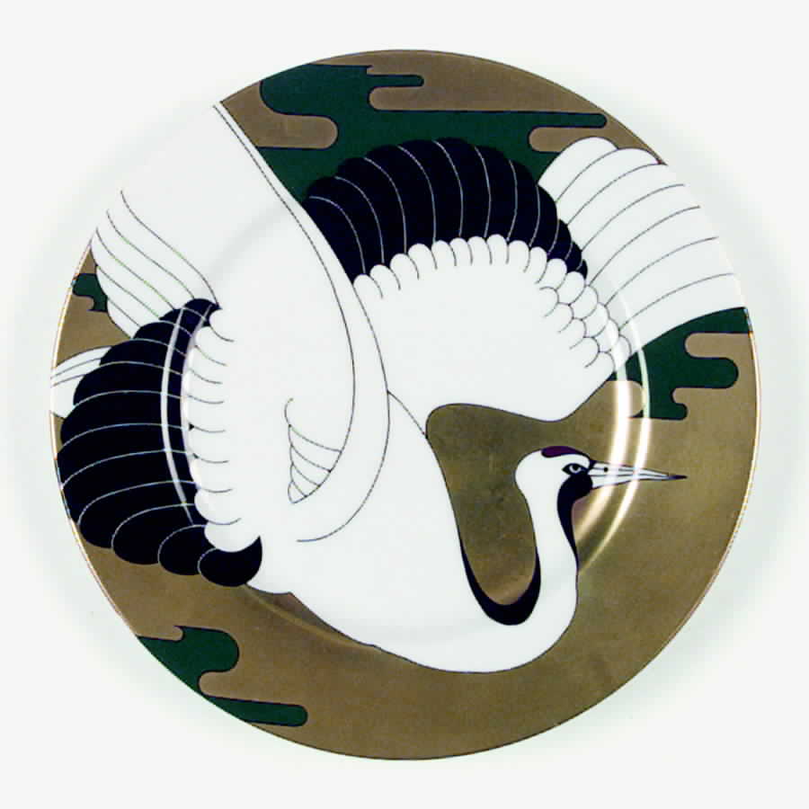 Golden Tancho Stork Salad Plate by Fitz & Floyd-1