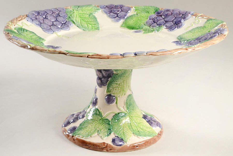 Grape Arbor 11" Diameter Pedestal Cake Stand by Fitz & Floyd-1