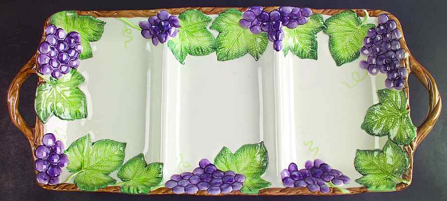 Grape Arbor 3 Part Rectangular Divided Server by Fitz & Floyd-1