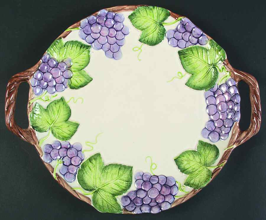 Grape Arbor Handled Chop Plate (Round Platter) by Fitz & Floyd-1