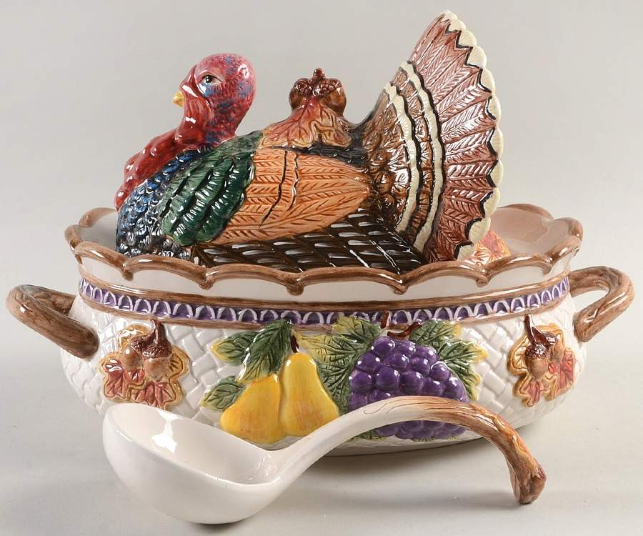 Harvest Time Oval Tureen & Lid and Ladle by Fitz & Floyd-1